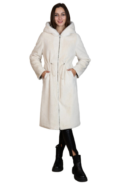 ⇆ Reversible Faux Alpaca Satin Hooded Coat