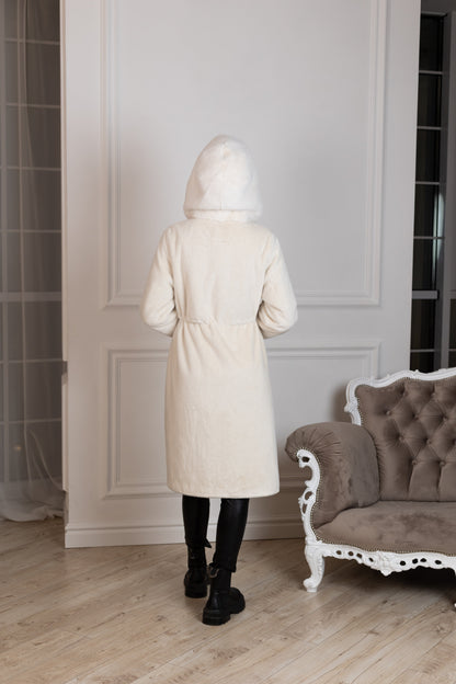 ⇆ Reversible Faux Alpaca Satin Hooded Coat