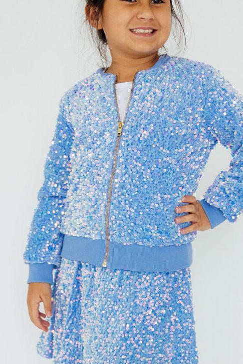 Light Blue Velvet Sequin Jacket