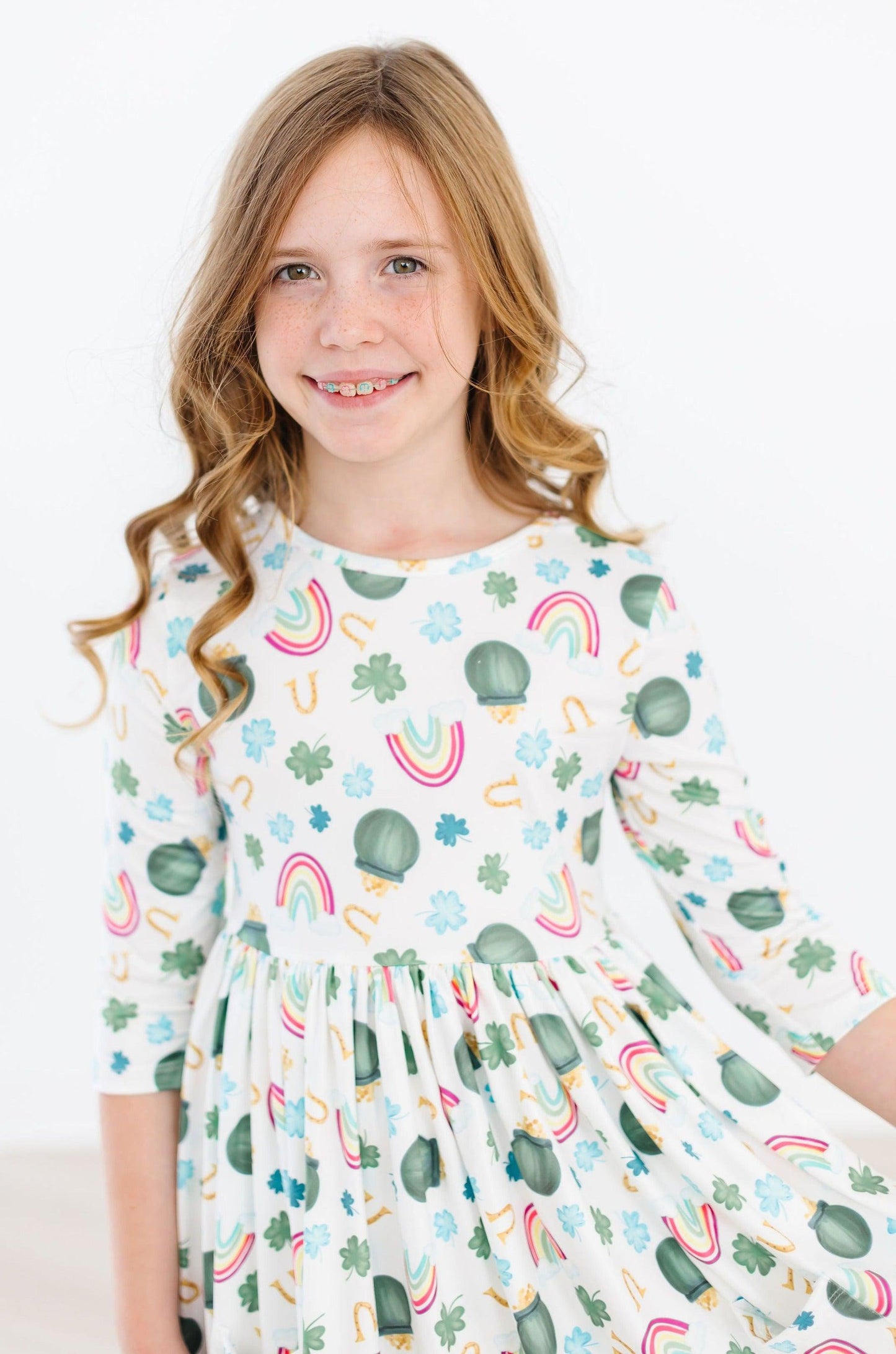 Luck of the Irish 3/4 Sleeve Pocket Twirl Dress
