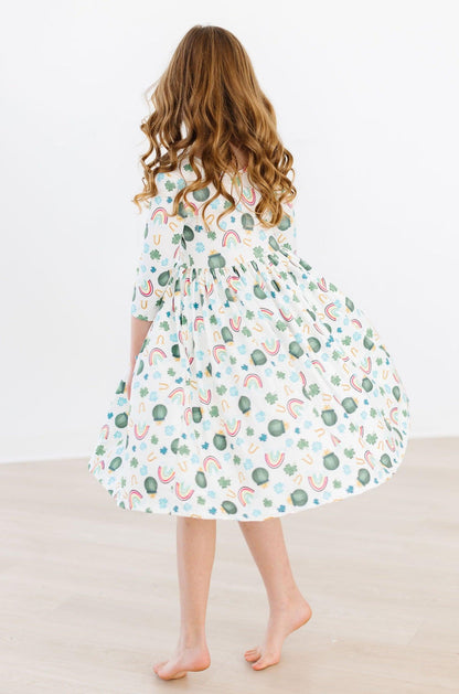Luck of the Irish 3/4 Sleeve Pocket Twirl Dress