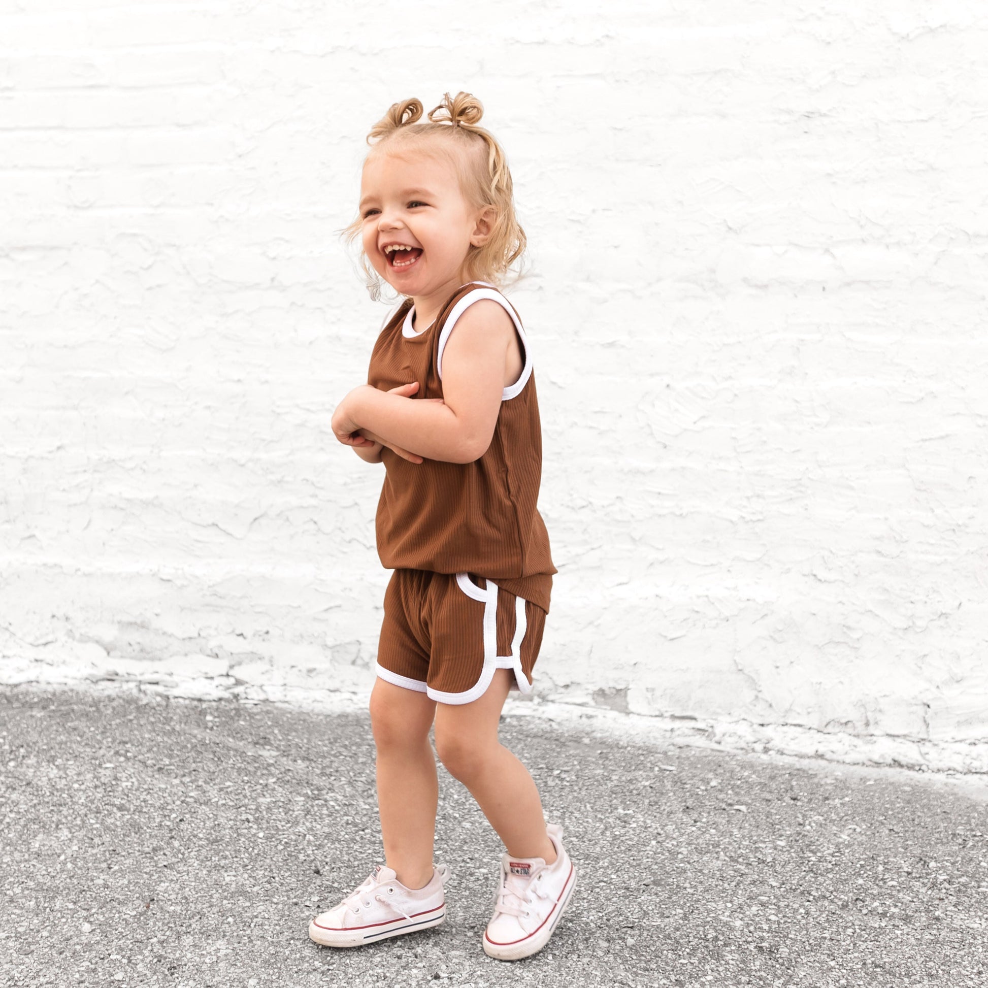 TRACK SHORTS SET- Bamboo Rib Sienna