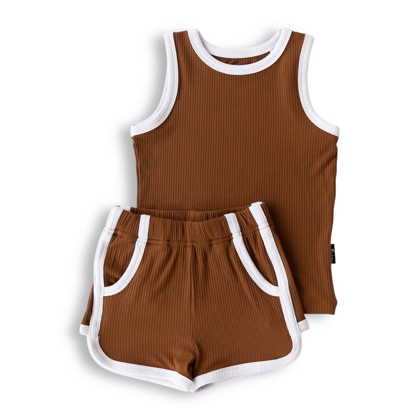 TRACK SHORTS SET- Bamboo Rib Sienna