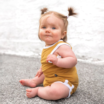 TRACK SHORTS SET- Bamboo Rib Honey Mustard