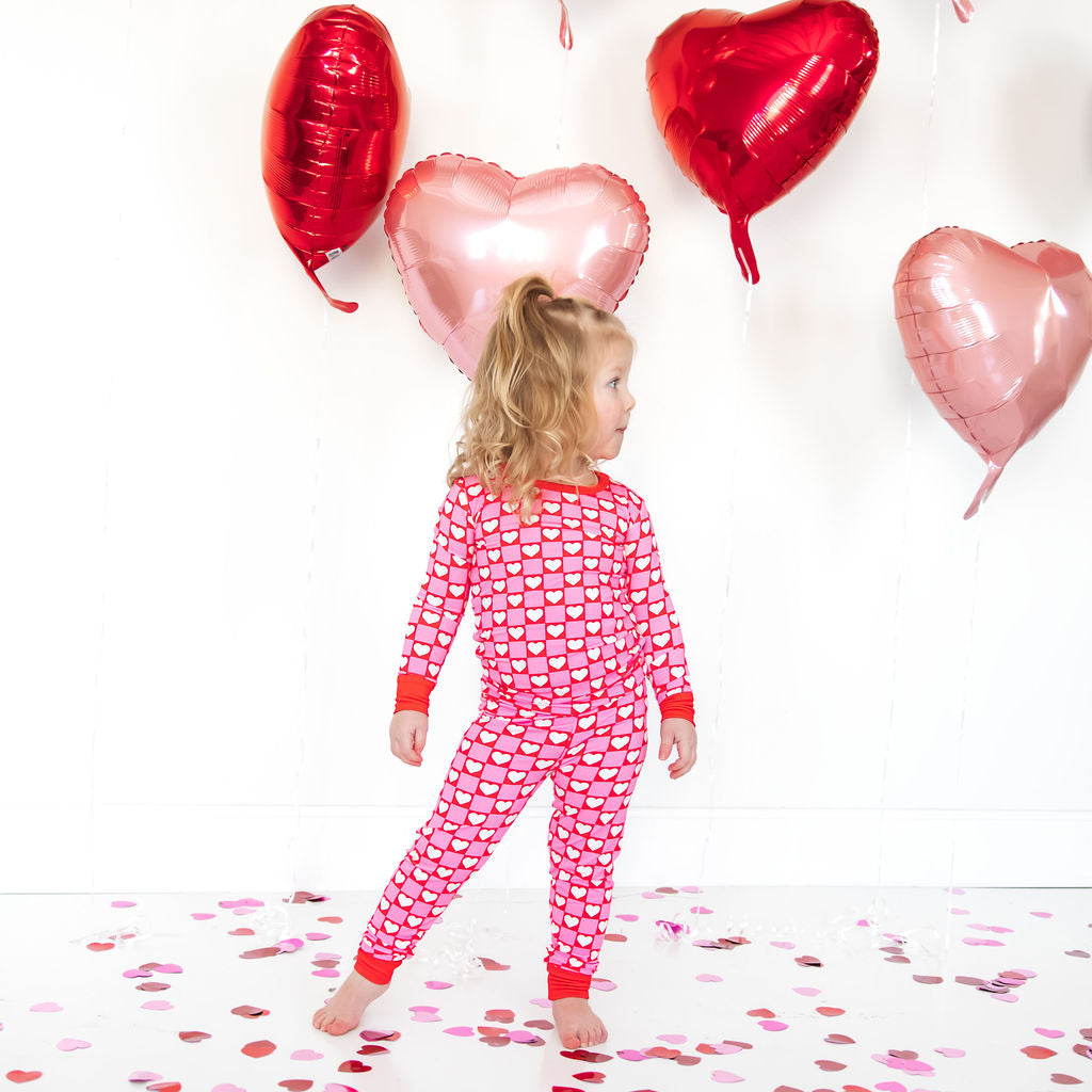 LONG SLEEVE TWO PIECE SET- Red Hearts
