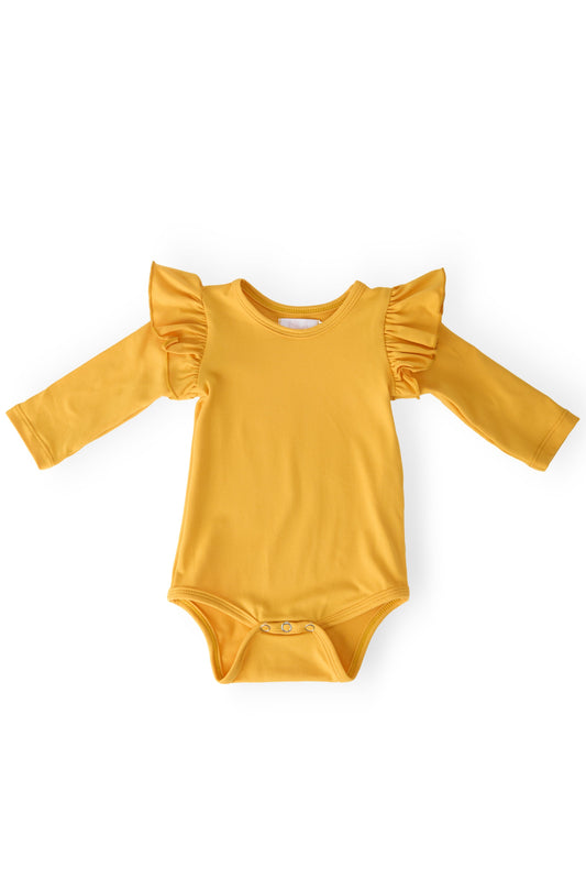 Mustard L/S Flutter Bodysuit
