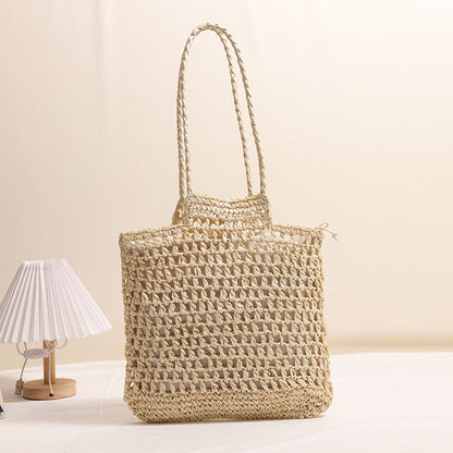 One Shoulder Hollow Out Cutout out Straw Bag Special Interest Design Straw Bag Woven Bag Vacation Beach Bag Women Bag