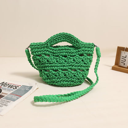Crossbody Cotton Thread Woven Bag All Matching Hollow Out Cutout Straw Bag Vacation Beach Bag Partysu Women Bag One Size Colorful Crossbody Cotton Thread Green Belt Lining