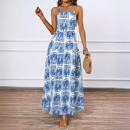 Women Floral Halter Beach Hawaii Holiday Dress