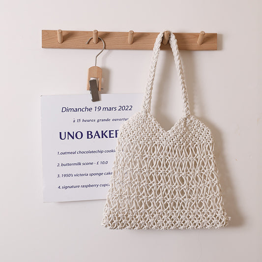 Hollow Out Cutout One Shoulder Cotton Thread Woven Bag Floral Straw Bag Vacation Beach Bag Women Bag