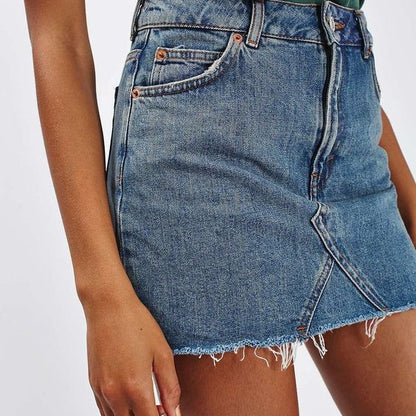 Cat Fringe Denim A line Overall Skirt