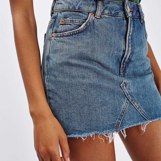 Cat Fringe Denim A line Overall Skirt