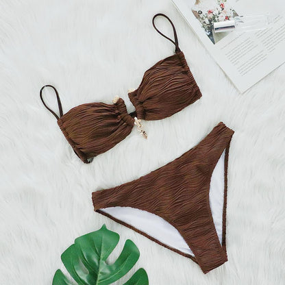 Women Swimsuit Bikini Sexy Special Texture Fabric Bikini Women Split Swimsuit