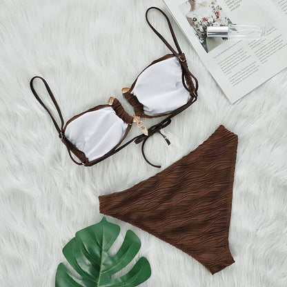 Women Swimsuit Bikini Sexy Special Texture Fabric Bikini Women Split Swimsuit