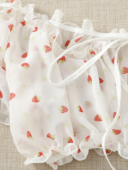 Sexy Lingerie Lace See-through Sexy Mesh Heart Printing Sexy Sleepwear Suit