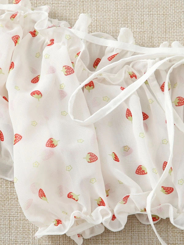 Sexy Lingerie Lace See-through Sexy Mesh Heart Printing Sexy Sleepwear Suit