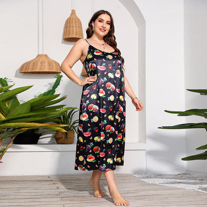 Plus Size Dress Artificial Silk Satin Girls Nightdress Home Wear Cami Dress