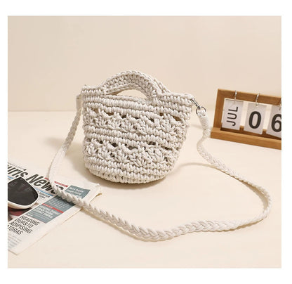 Crossbody Cotton Thread Woven Bag All Matching Hollow Out Cutout Straw Bag Vacation Beach Bag Partysu Women Bag One Size Colorful Crossbody Cotton Thread without Lining