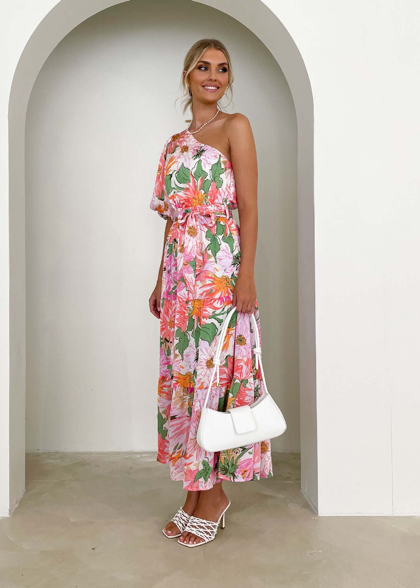 Summer Maxi Dress Printed Elegant Holiday Long Large Hem Dress for Women Red Flowers