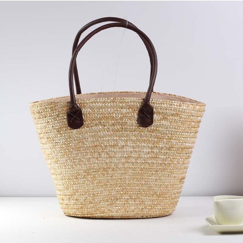 Fresh Embroidered Straw Bag Casual Bag Woven Bag Women Bag Shoulder Portable Seaside Vacation Beach Bag
