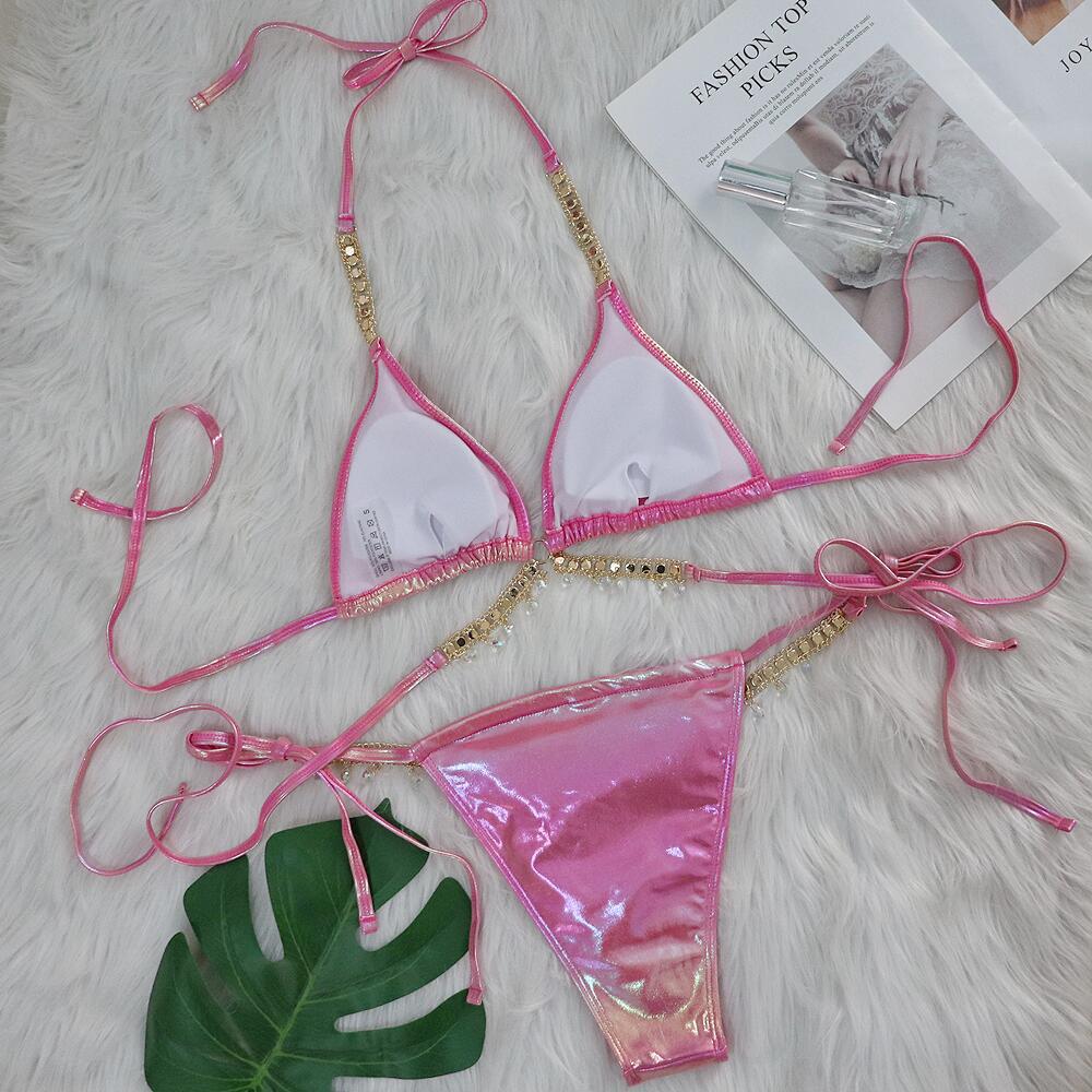 Crystal Diamond Bikini Sexy Bronzing Strap Women Split Swimsuit Swimsuit
