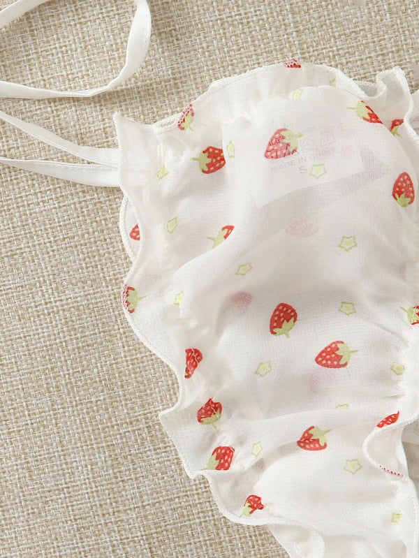 Sexy Lingerie Lace See-through Sexy Mesh Heart Printing Sexy Sleepwear Suit