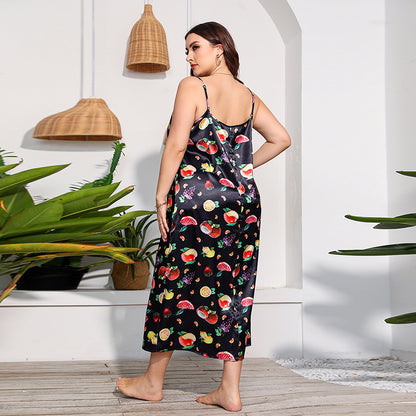 Plus Size Dress Artificial Silk Satin Girls Nightdress Home Wear Cami Dress