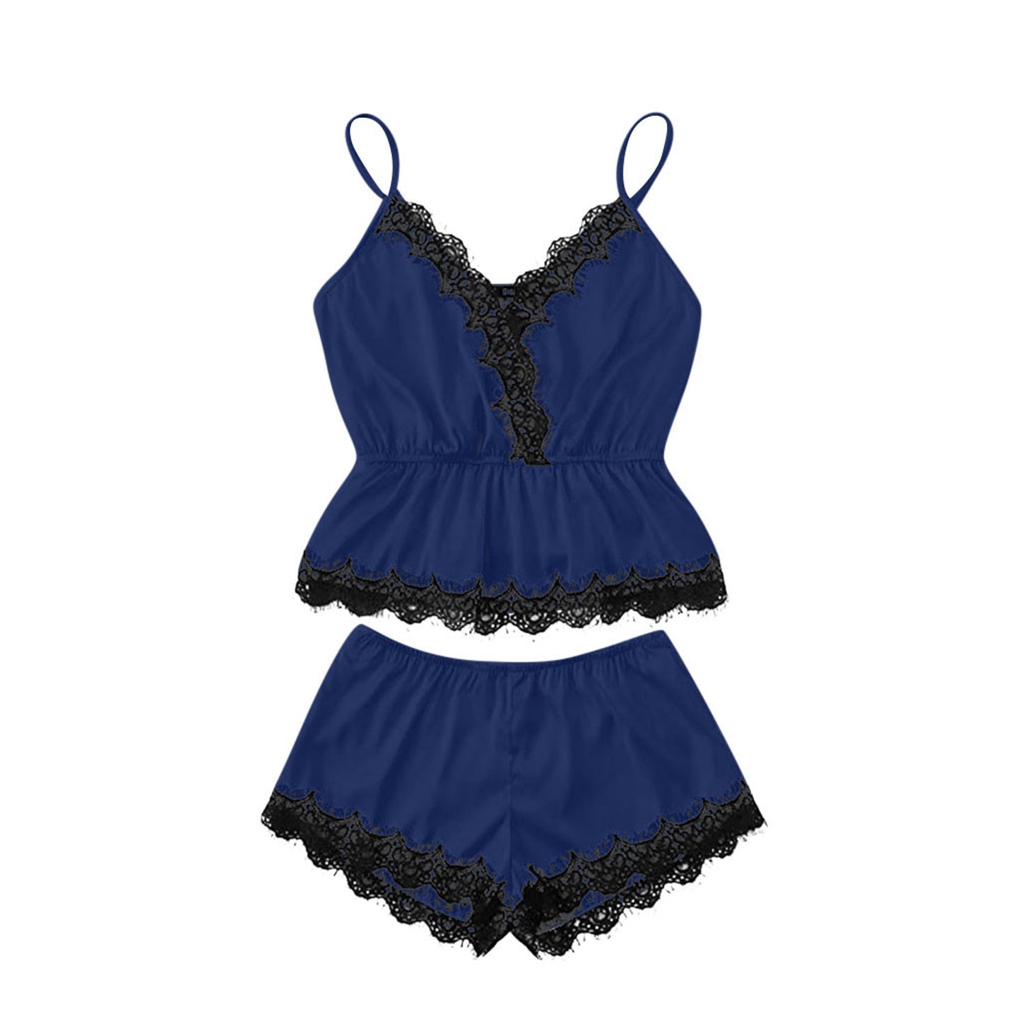 Sexy Lingerie Sexy Lace Sling Three Point Wrapped Chest Lace Sexy Sleepwear Suit Navy Blue