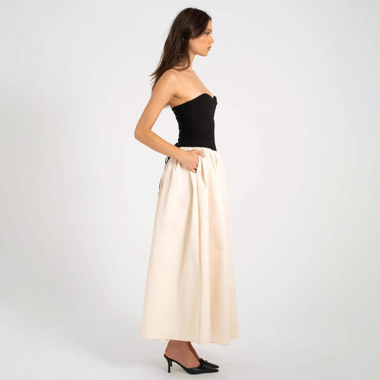 Summer Color Contrast Tube Top Sleeveless Dress Women Clothing