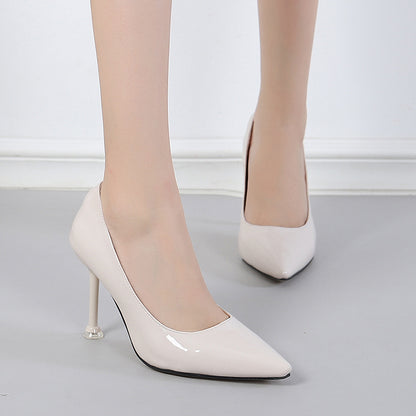 Summer Simplicity Women Shoes Stiletto Heel Comfortable Low Cut All Match Pointed Professional Women Single Comfortable Apricot