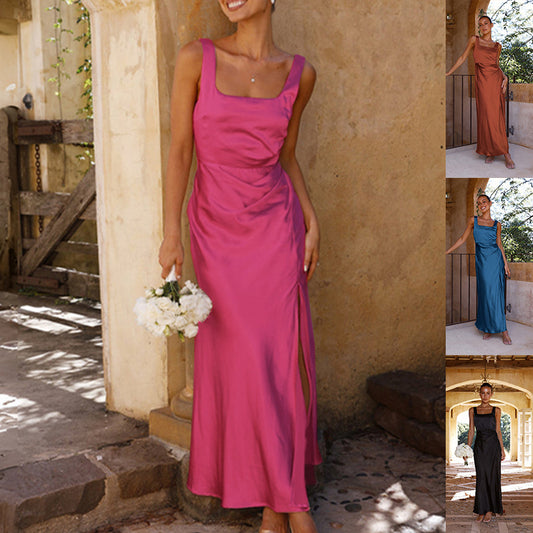 Spring Women Clothing Sexy Dress Split Suspender Dress