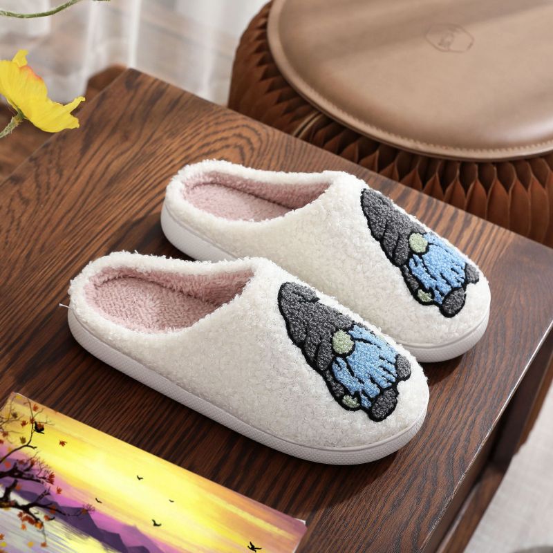 Christmas pattern unisex home winter wool slippers White