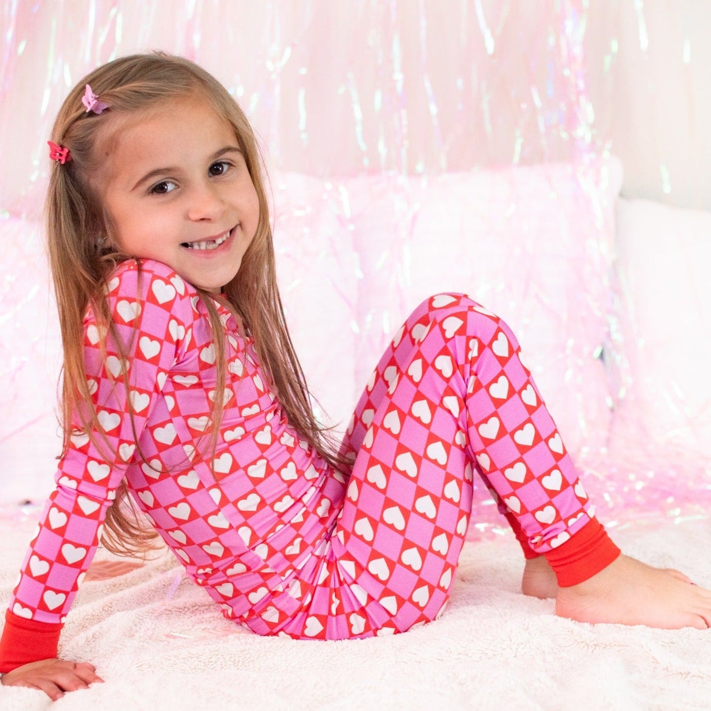 LONG SLEEVE TWO PIECE SET- Red Hearts