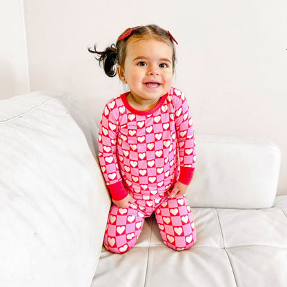 LONG SLEEVE TWO PIECE SET- Red Hearts