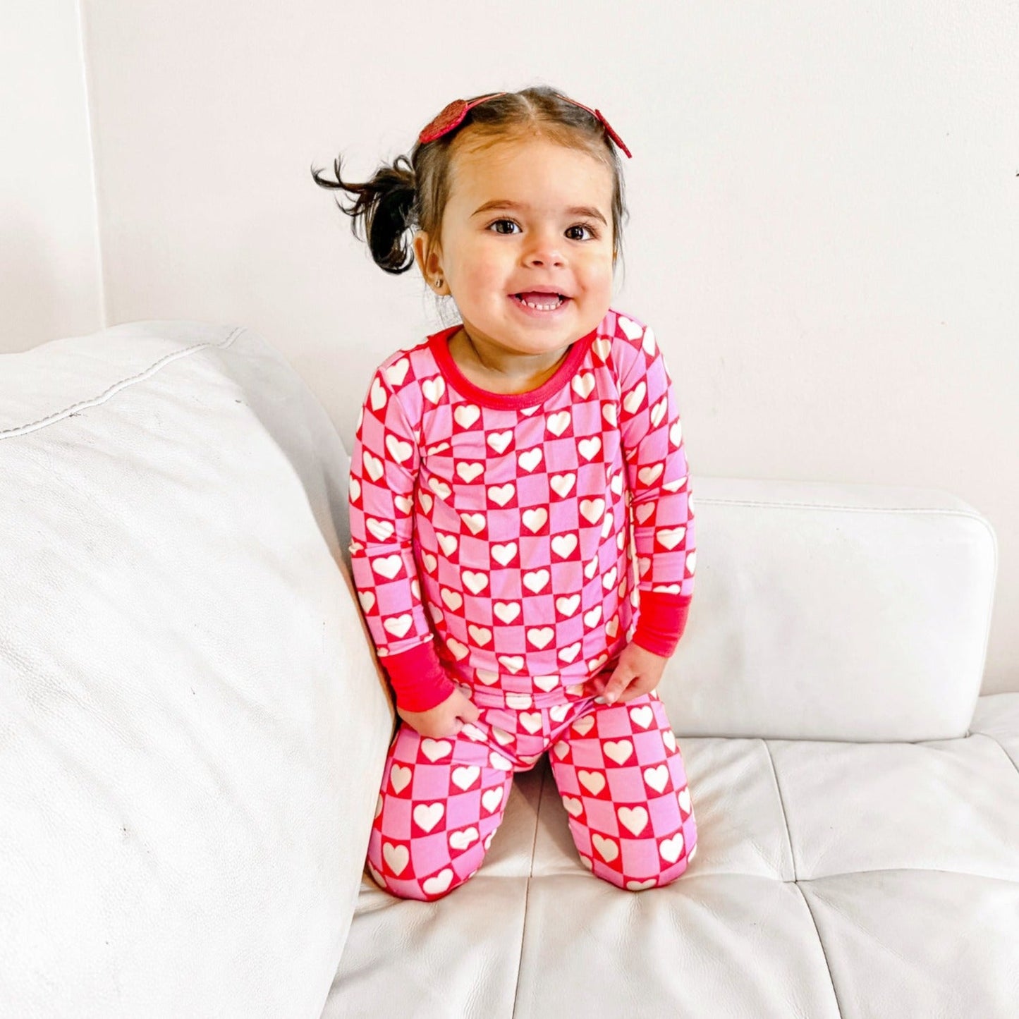 LONG SLEEVE TWO PIECE SET- Red Hearts