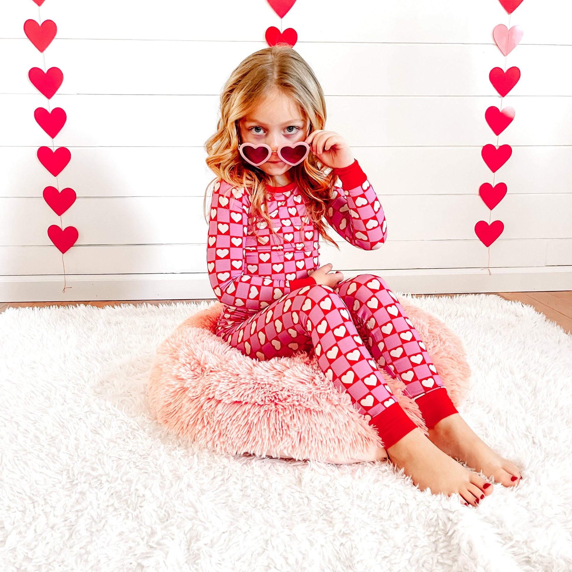 LONG SLEEVE TWO PIECE SET- Red Hearts