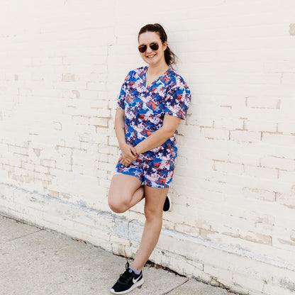 WOMANS BIKER SHORT SET- American Splatter