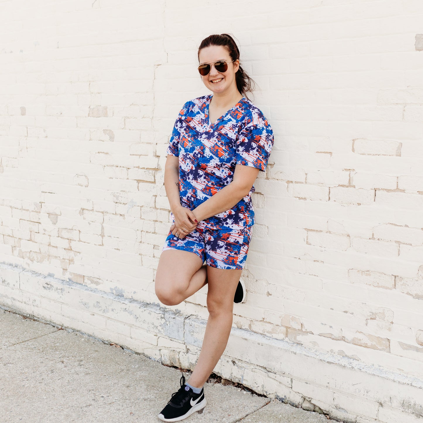 WOMANS BIKER SHORT SET- American Splatter