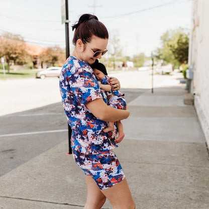 WOMANS BIKER SHORT SET- American Splatter
