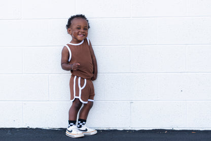 TRACK SHORTS SET- Bamboo Rib Sienna