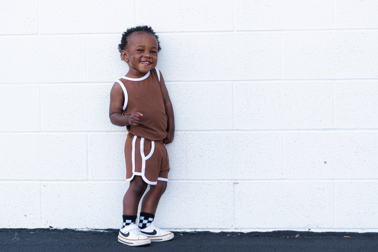 TRACK SHORTS SET- Bamboo Rib Sienna