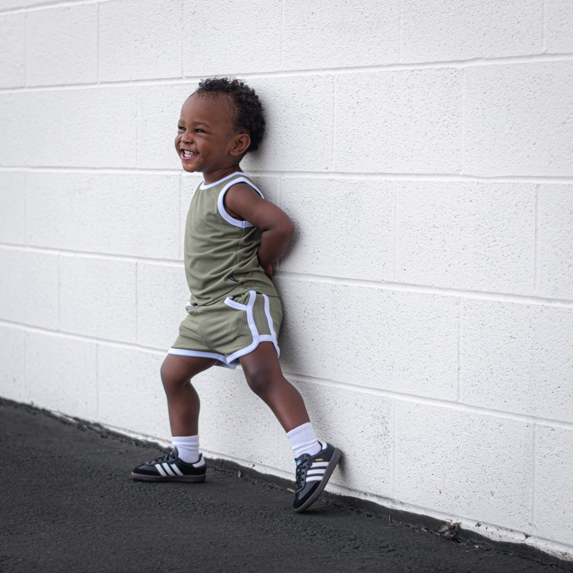 TRACK SHORTS SET- Bamboo Rib Sage