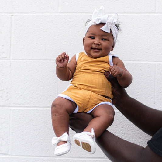 TRACK SHORTS SET- Bamboo Rib Honey Mustard