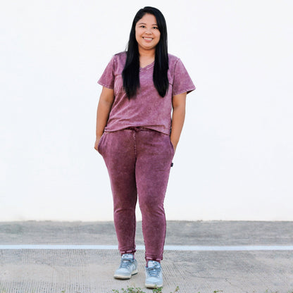 MAMA V-NECK- Oxblood Snow Wash