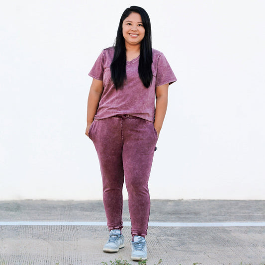 MAMA V-NECK- Oxblood Snow Wash