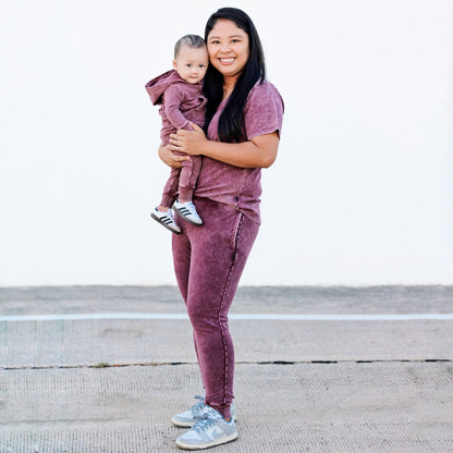 MAMA JOGGERS- Oxblood Snow Wash