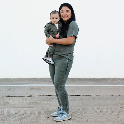MAMA JOGGERS- Moss Snow Wash