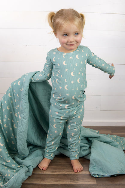 LONG SLEEVE 2 PIECE SETS- Moon + Stars Ribbed