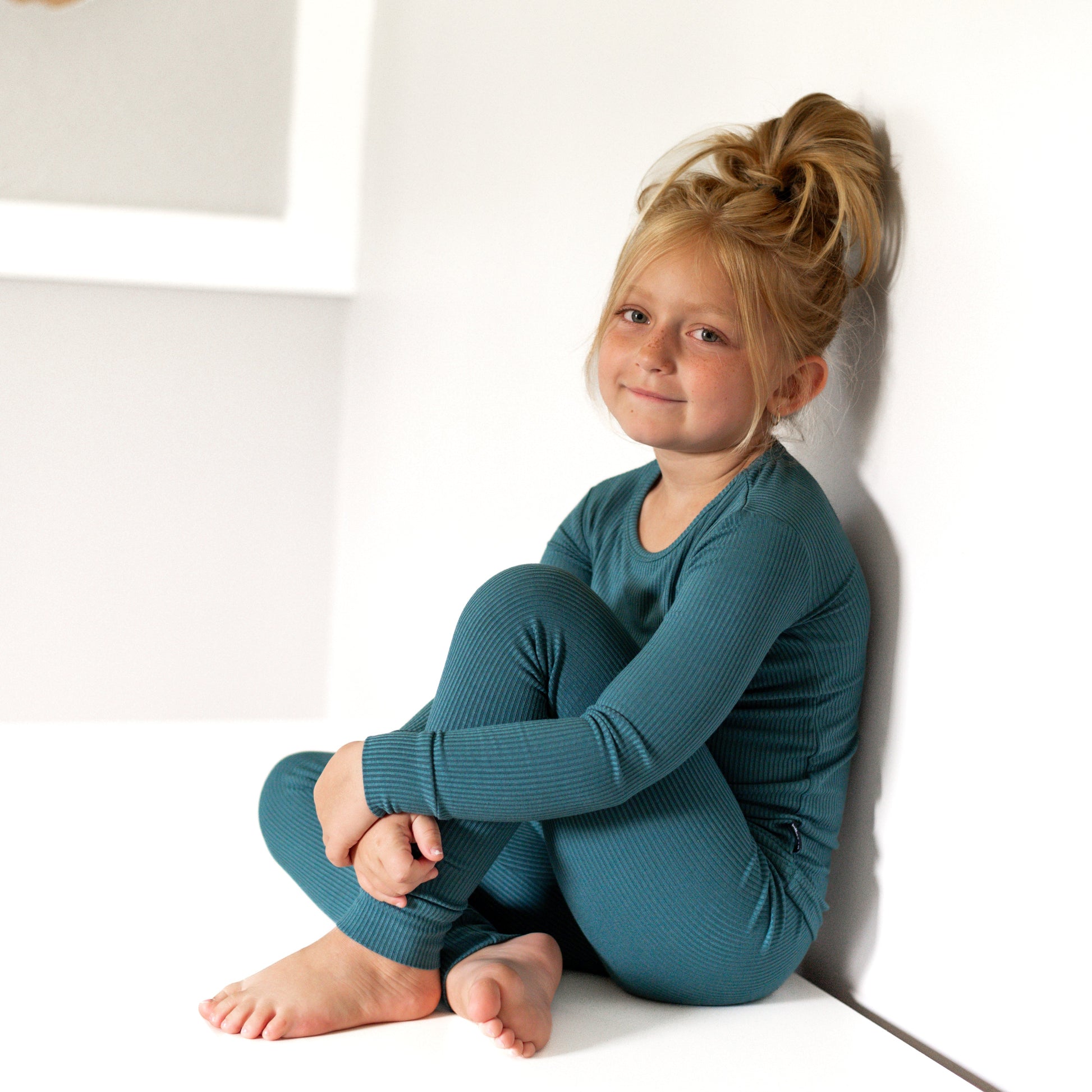 LONG SLEEVE 2 PIECE SETS- Peacock Ribbed