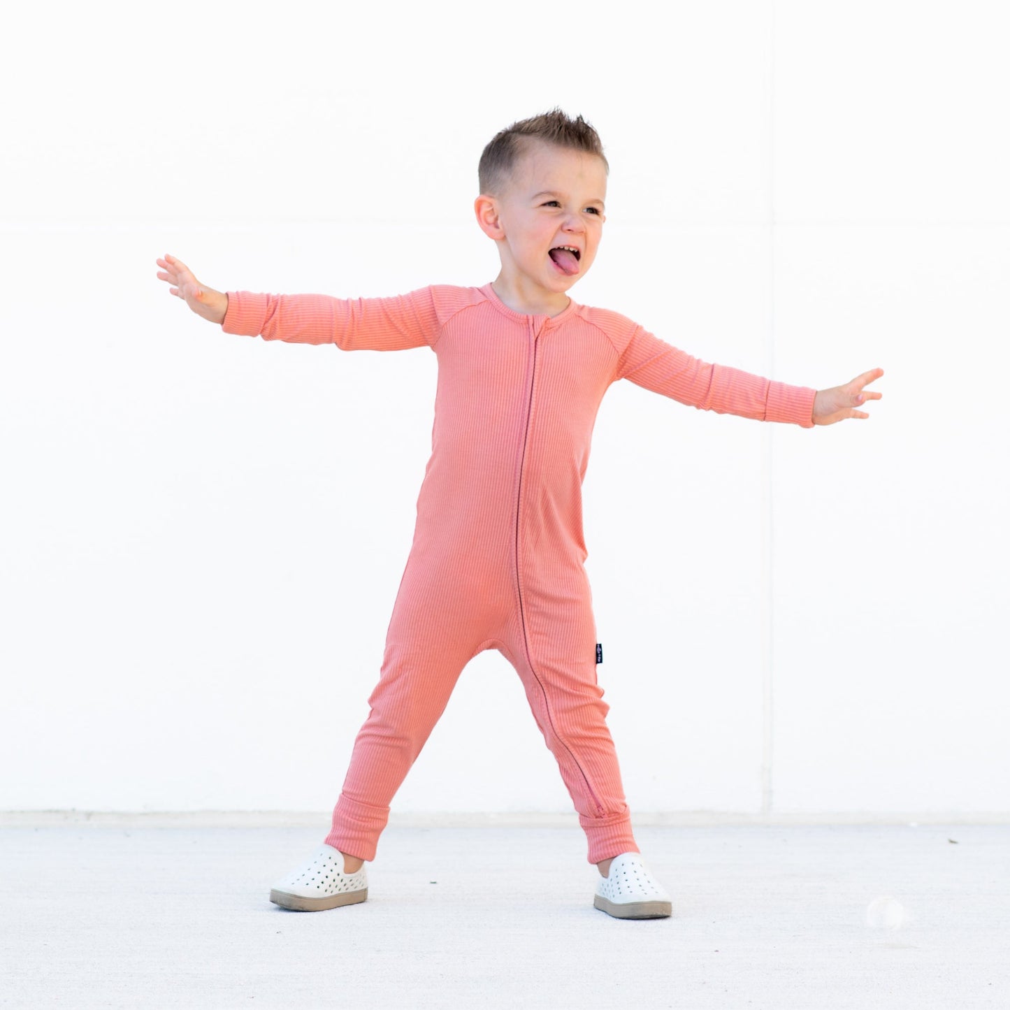 ZIP ROMPER - Red Rock Ribbed